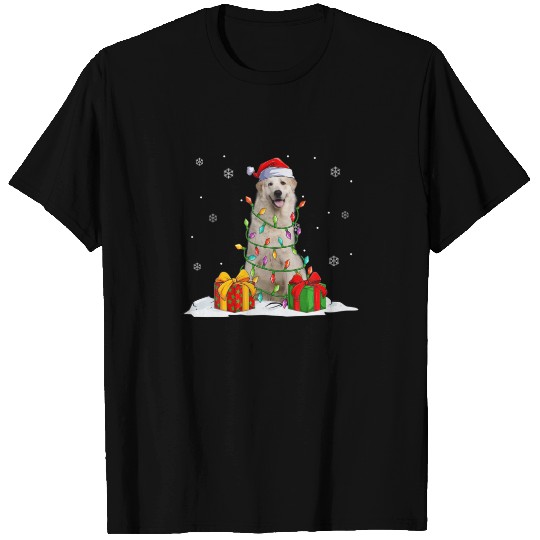 Great Pyrenees Santa Christmas Tree Lights Xmas Pa T-shirt