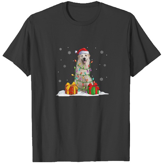 Great Pyrenees Santa Christmas Tree Lights Xmas Pa T-shirt