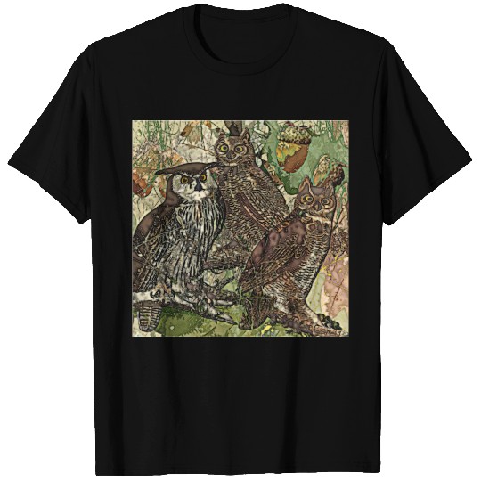 Owls in batik style T-shirt