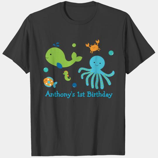 Blue Under The Sea First Birthday T-shirt