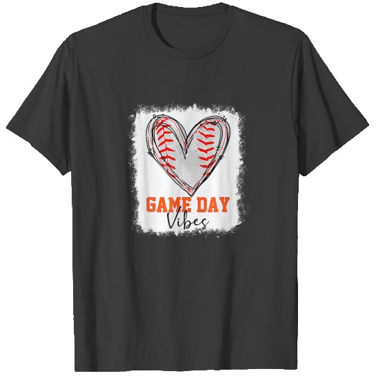 Discover Bleached Baseball Game Day Vibes Baseball Mom Game T-shirt