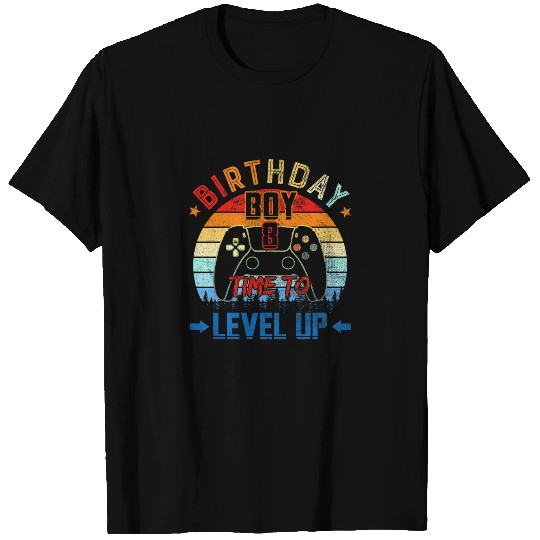 Kids 8Th Birthday Boy Time To Level Up 8 Years Old T-shirt