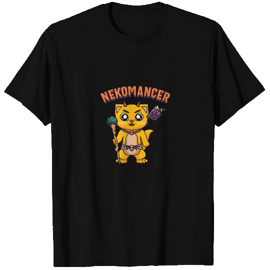 Necomancer Necromancer With Wand Book Cat T-shirt