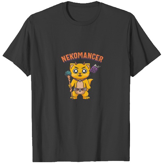 Necomancer Necromancer With Wand Book Cat T-shirt