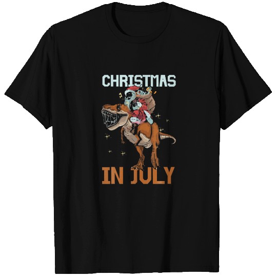 Christmas In July Santa Riding T Rex Dinosaur Hawa T-shirt