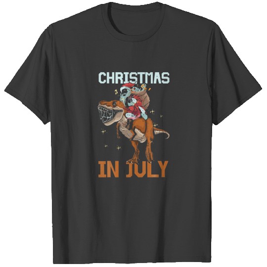 Christmas In July Santa Riding T Rex Dinosaur Hawa T-shirt