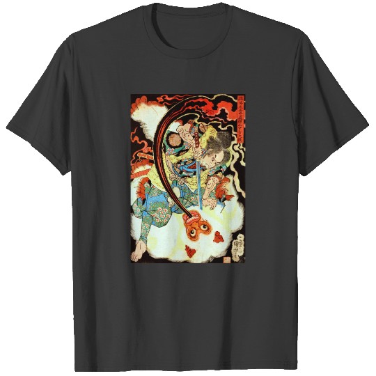 Japanese Samurai fighting monkey T-shirt