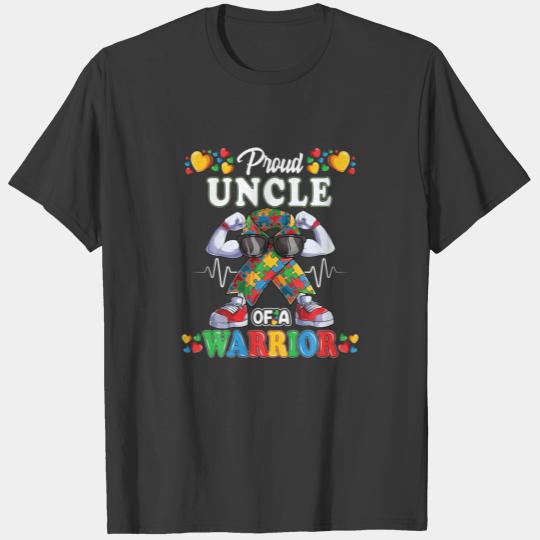 Autistic Ribbon Puzzle Uncle of Autism Awareness W T-shirt