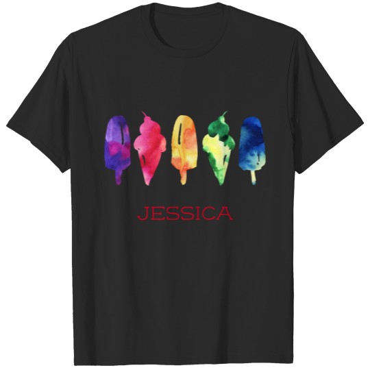 Rainbow Watercolor Ice Cream Popsicle Personalized T-shirt