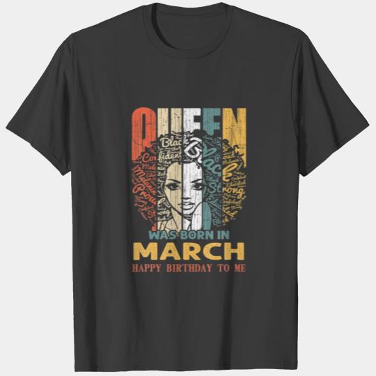 March Birthday Black Queen Afro Melanin Women Pisc T-shirt