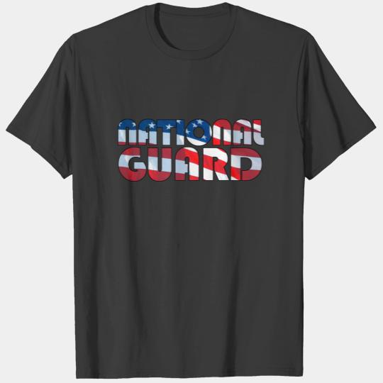 NATIONAL GUARD in Waving American Flag Font T-shirt