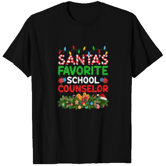 Xmas Lighting Santa's Favorite School Counselor Ch T-shirt