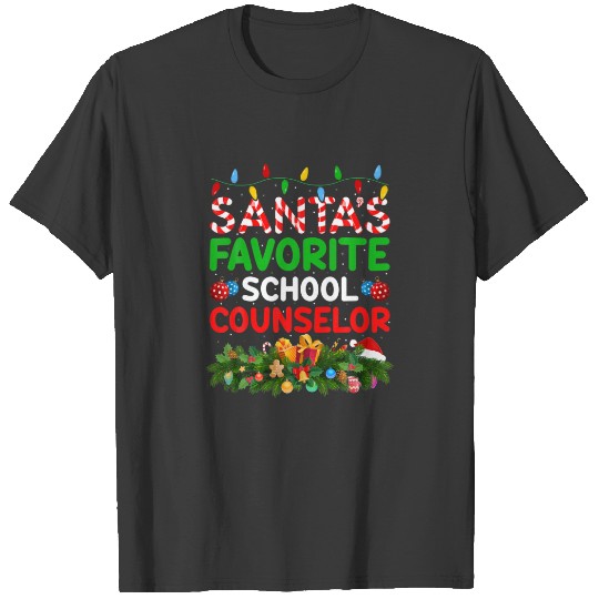 Xmas Lighting Santa's Favorite School Counselor Ch T-shirt