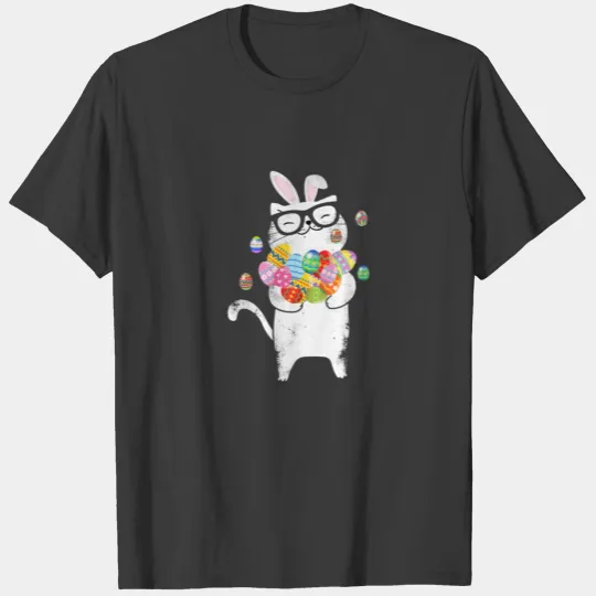 Easter Day Cat Rabbit Ears With Egg Boys Girls Kid T-shirt