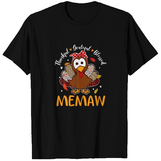 Thanksgiving Thankful Grateful Blessed Memaw Turke T-shirt