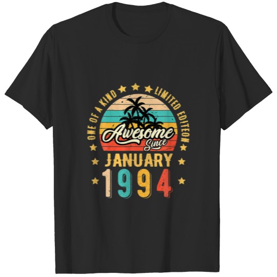 Discover Awesome Since January 1994 Vintage 28Th Birthday T-shirt