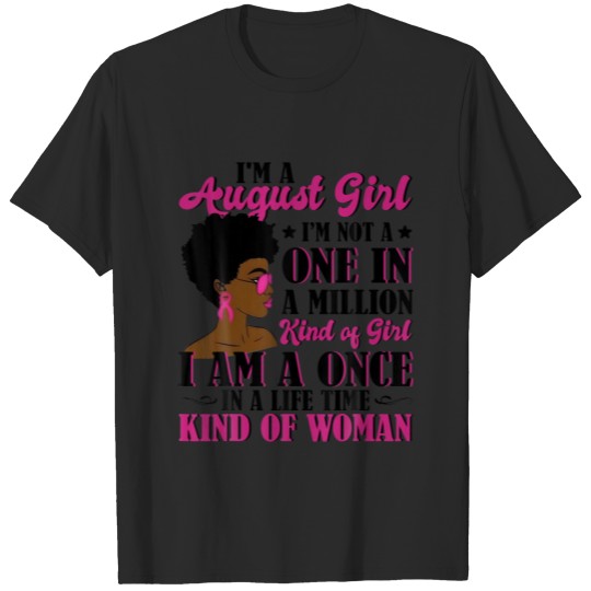 I'm A August Girl Afro Black Women Queen Leo Virgo T-shirt
