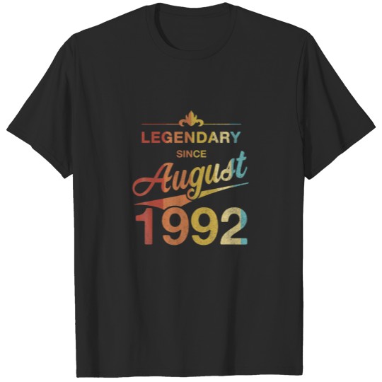 Discover 30Th Birthday 30 Year Old Born In August 1992 Vint T-shirt