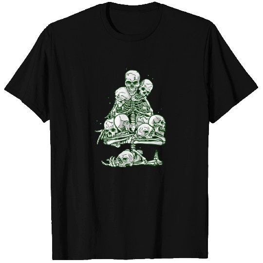 skull ugly christmas tree skeleton gothic T-shirt
