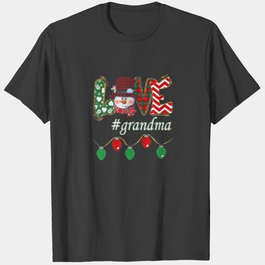 Love Grandma Life Snowman Scarf Christmas Lights T T-shirt