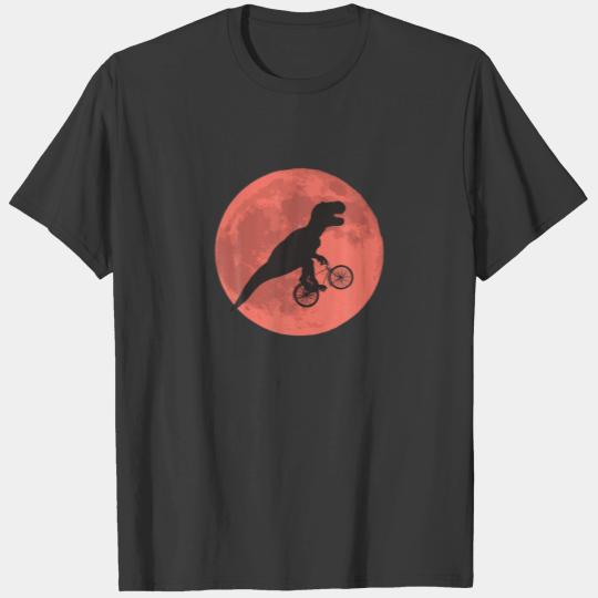 Mars Red Moon Dinosaur On Bike Cyclist Bicycle Rac T-shirt