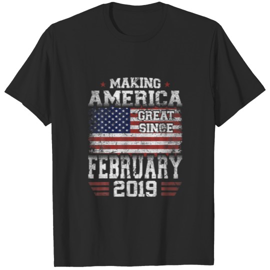 Discover February 2019 American Flag 3Rd Birthday Gifts 3 Y T-shirt