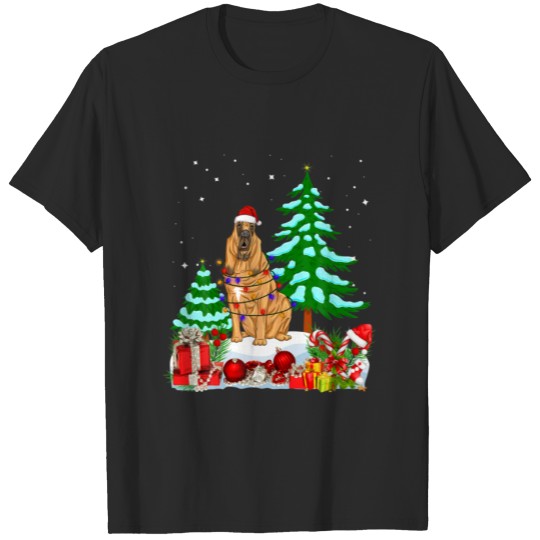 Discover Bloodhound Dog Wearing Christmas Hat Tree Lights T-shirt