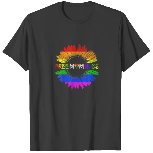 Free Mom Hugs Sunflower Hippie Daisy Rainbow LGBT T-shirt