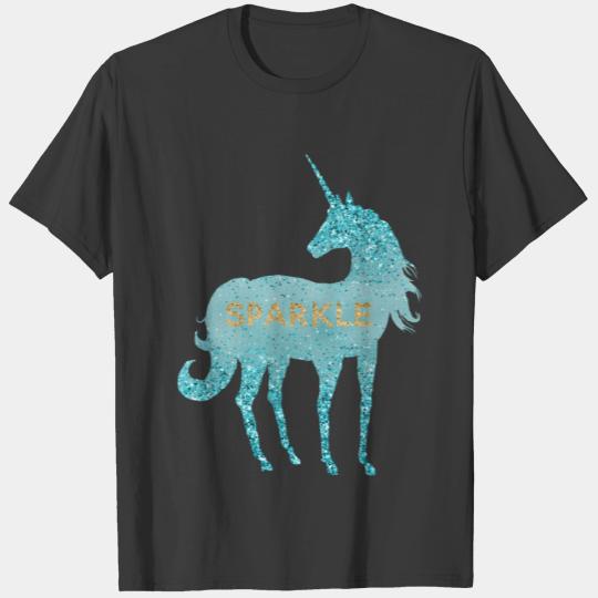 Glitzy Purple Lilac Mint Aqua Sparkle Unicorn T-shirt