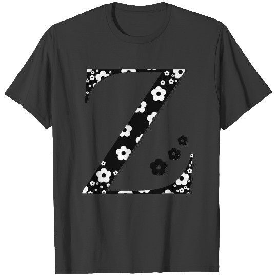 flower Patterned Letter Z T-shirt