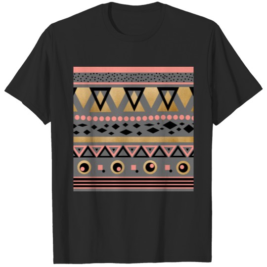 Discover modern tribal aztec gold foil geometric pattern T-shirt