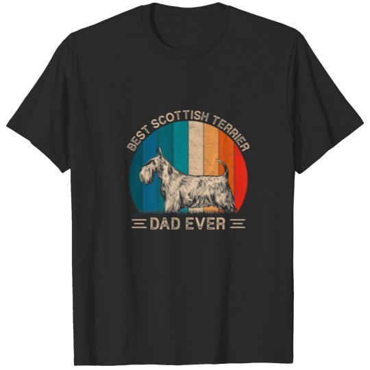 Discover Best Scottish Terrier Dog Dad Ever Retro Graphic F T-shirt