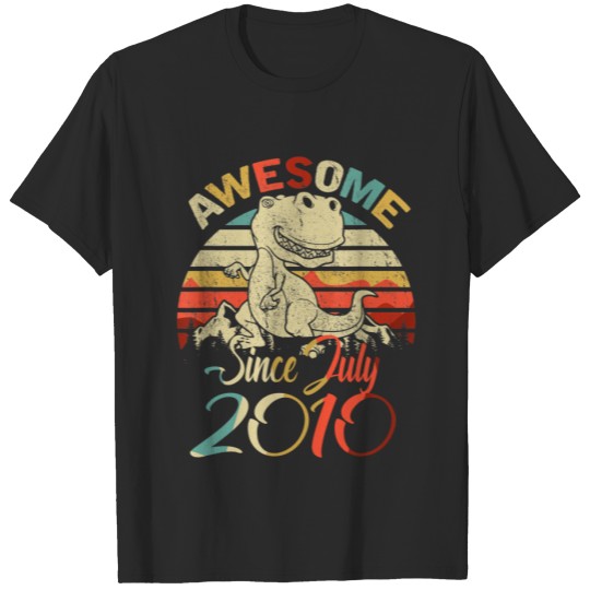 Discover Awesome Since July 2010 Dinosaur , Happy Birthday T-shirt