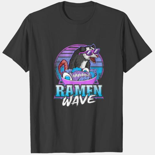Ramen Wave Opossum Retrowave Sunset Pastel Goth Va T-shirt