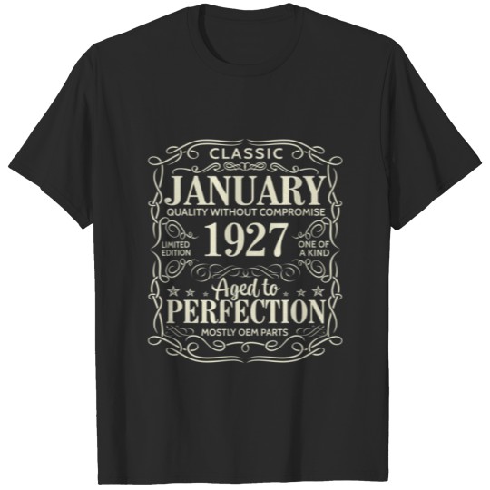 Discover 95Th Birthday Gift Perfection Aged January 1927 95 T-shirt