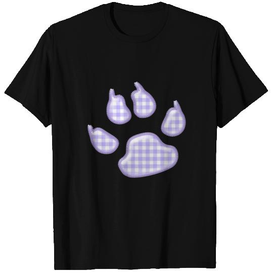 gingham dog paw - purple T-shirt