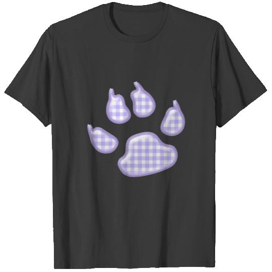 gingham dog paw - purple T-shirt