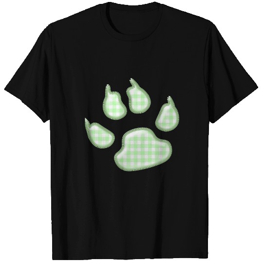 gingham dog paw - green T-shirt