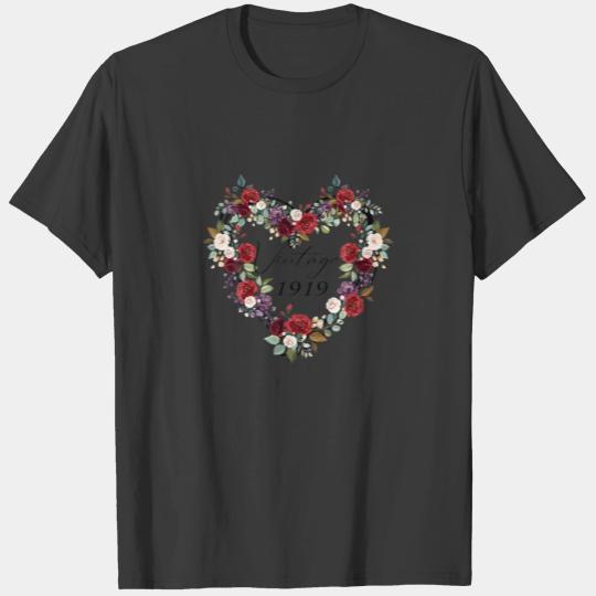 Happy Birthday Vintage 1919 Birthday Floral Flower T-shirt