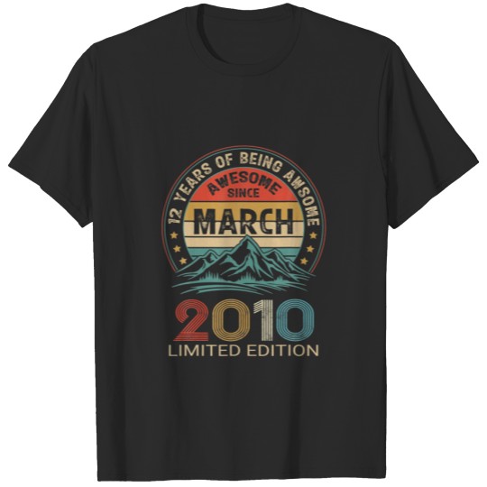 Discover 12Nd Birthday 12 Years Old Awesome Since March 201 T-shirt