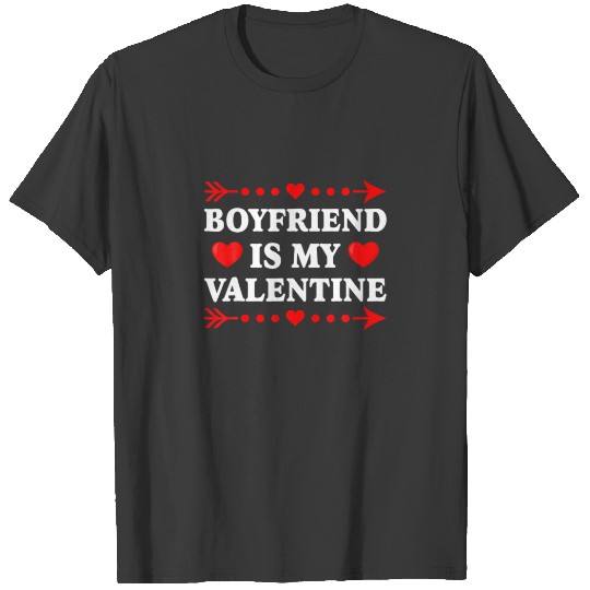 Hearts Love Boyfriend Is My Valentines Funny Fathe T-shirt