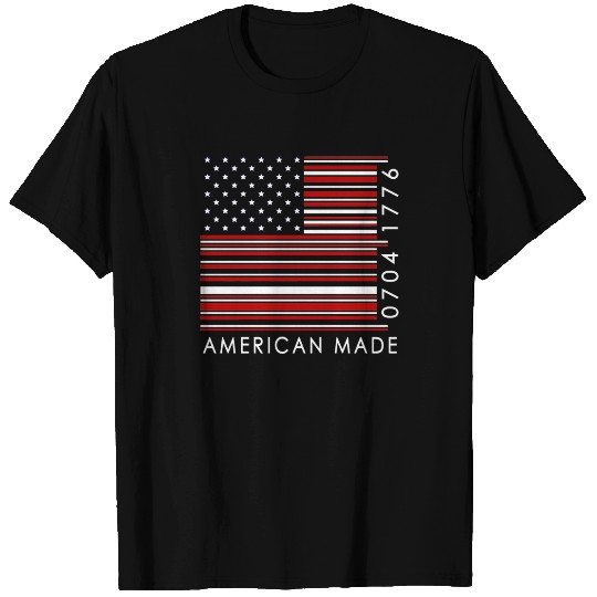 American Made Barcode Flag Stars Stripes 4th July T-shirt