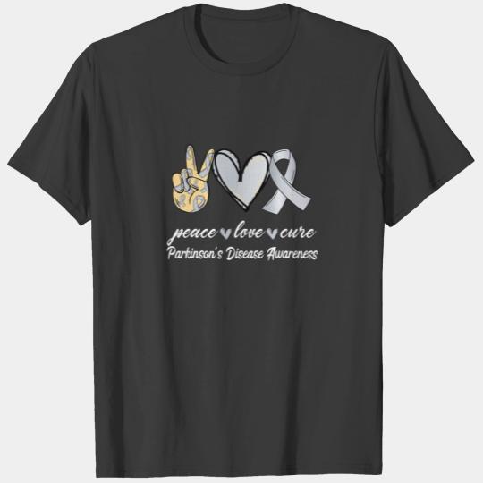 Peace Love Hope Silver Ribbon Parkinson's Disease T-shirt