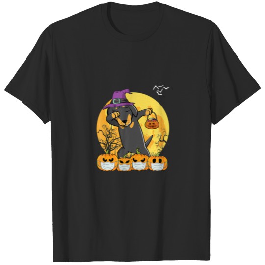 Dachshund Dabbing Witch Pumpkin Funny Dog Hallowee T-shirt