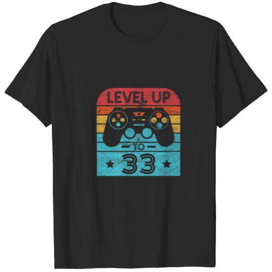 Discover Retro Birthday Video Game 33 Years Old Gamer Level T-shirt