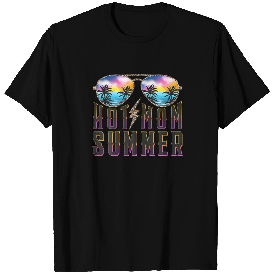 Hot Mom Summer Leopard Glasses With Palm Tree Beac T-shirt