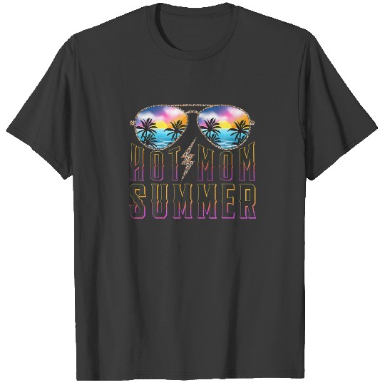 Hot Mom Summer Leopard Glasses With Palm Tree Beac T-shirt