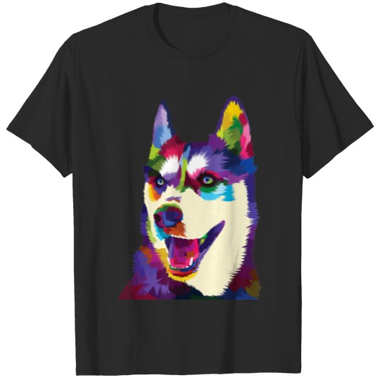 Discover Colorful husky dog pop | art style present T-shirt