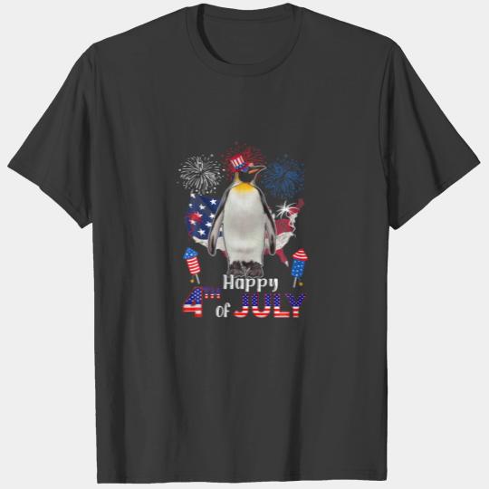 Penguin Proud American Flag Fireworks Happy 4Th Of T-shirt