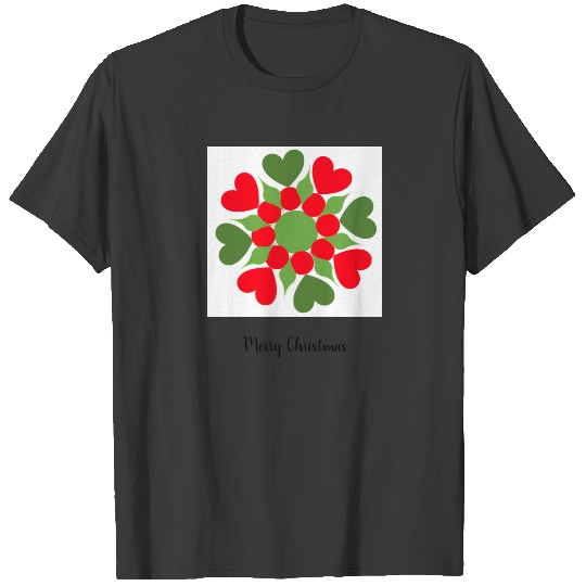 Christmas Wreath with Hearts T-shirt